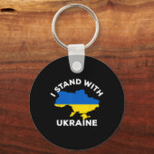 Support Ukraine I Stand With Ukraine Ukrainian Map キーホルダー (正面)