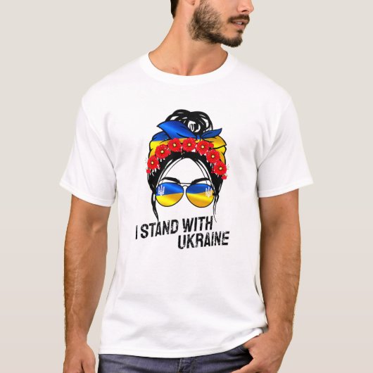 Support Ukraine Pride I Stand With Ukraine Flag Fo Tシャツ (正面)