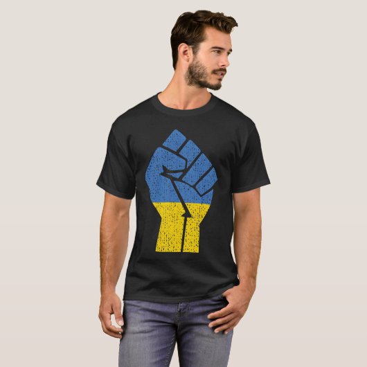 Support Ukraine Stand With Ukraine Ukrainian Flag Tシャツ (正面フル)