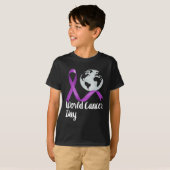 Support World Cancer Day Lavender Graphic Kids And Tシャツ (正面フル)