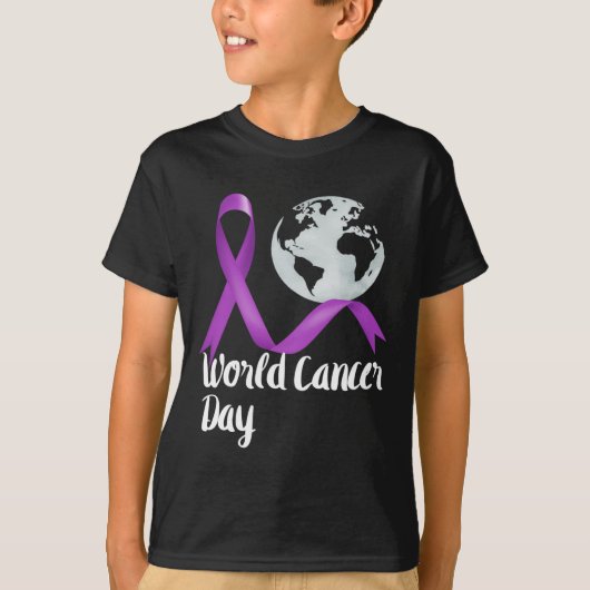 Support World Cancer Day Lavender Graphic Kids And Tシャツ (正面)