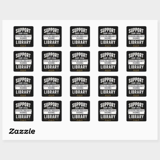 Support Your Library – Custom Library Name Design スクエアシール (シート)