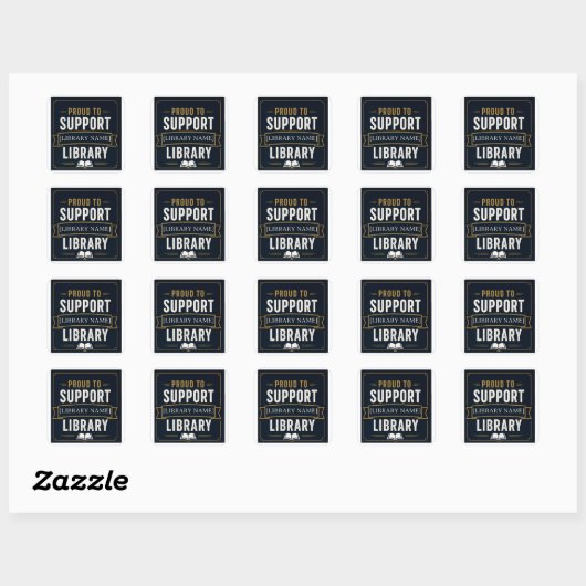 Support Your Library – Custom Library Name Design スクエアシール (シート)