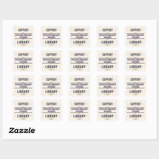 Support Your Library – Custom Library Name Design スクエアシール (シート)