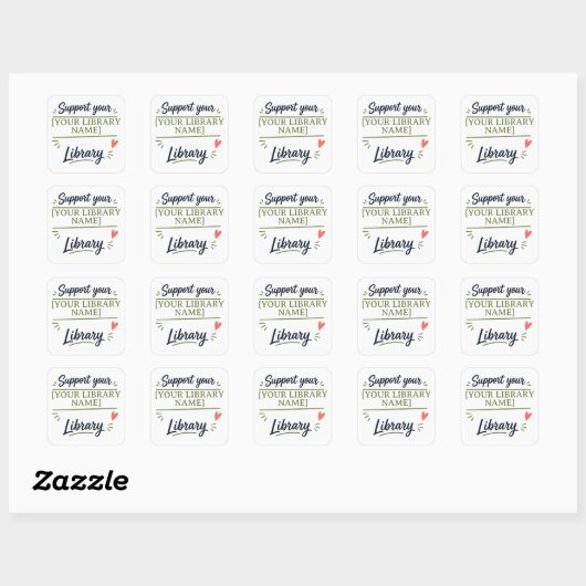 Support Your Library – Custom Library Name Design スクエアシール (シート)