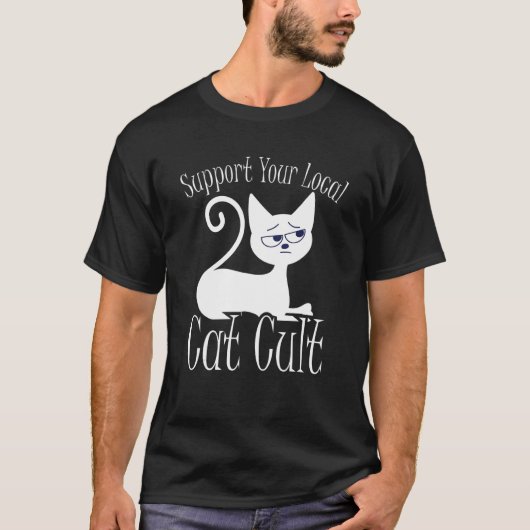 Support Your Local Cat Cult  Occult Cat Meeting Sa Tシャツ (正面)