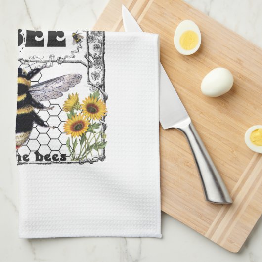 Support Your Local Honey Bee - Kitchen Towels キッチンタオル (四つ折り)