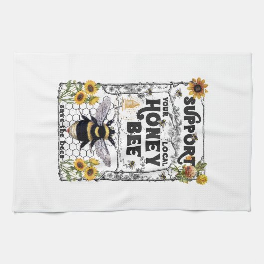 Support Your Local Honey Bee - Kitchen Towels キッチンタオル (横)