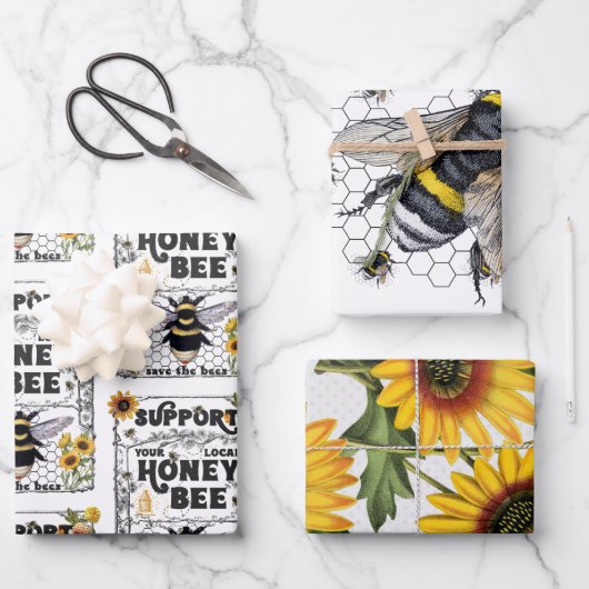 Support Your Local HoneyBee - Wrapping Paper ラッピングペーパーシート (正面)