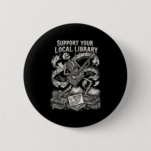 Support your local library goth book  缶バッジ (正面)