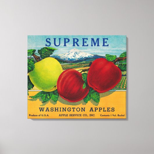 Supreme Apple Label – ワシントン州 キャンバスプリント (正面)