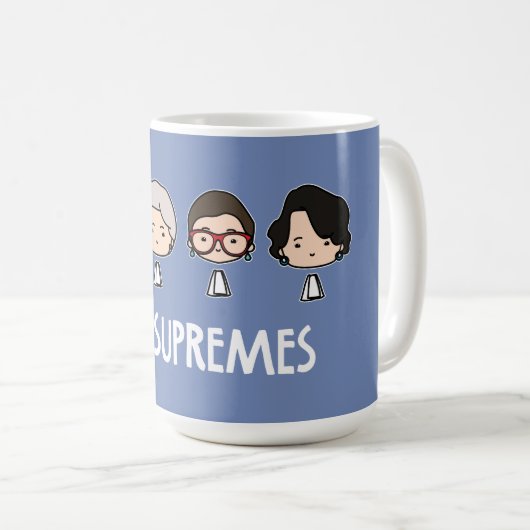 Supremesの女性のかわいいかわいいのチビ（小さくかわいく書いた感じ）の頭部 コーヒーマグカップ (正面右)