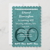 SUPRISE 60歳誕生パーティーアクア&ティール（緑がかった色）テンプレート 招待状 (裏面)