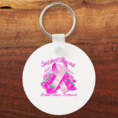 Suprt Squad Breast Cancer Awareness Nk Ribbon Wome キーホルダー (正面)