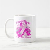 Suprt Squad Breast Cancer Awareness Nk Ribbon Wome コーヒーマグカップ (左)