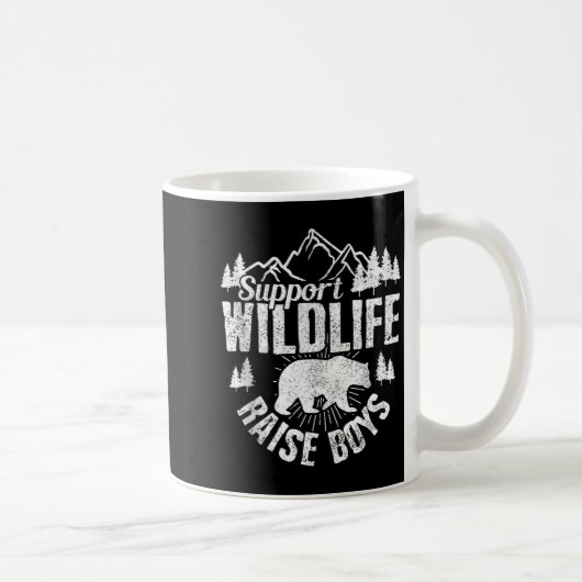 Suprt Wildlife Raise Boys Mom Dad Wild One Funny G コーヒーマグカップ (右)