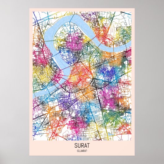 Surat Gujarat City Map ポスター (正面)