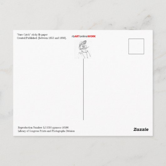 "Sure Catch" Sticky Fly紙 ポストカード (裏面)