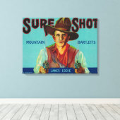 Sure Shot Pear Crate LabelPotter Valley(カリフォルニア州) キャンバスプリント (インサイチュ (ウッドフロア))