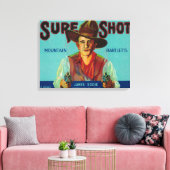 Sure Shot Pear Crate LabelPotter Valley(カリフォルニア州) キャンバスプリント (インサイチュ (リビング))