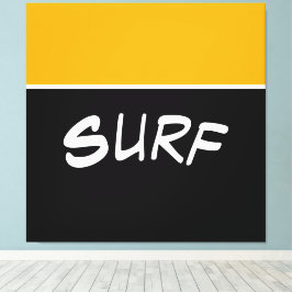 SURFおもしろいブライトゴールデンイエローブラックカラーブロック キャンバスプリント