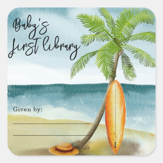 Surfビーチ-ベビー初のライブラリ スクエアシール (正面)