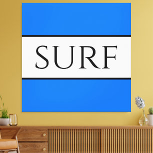 SURFブライトブルー航海のホワイトサマーストライプ キャンバスプリント