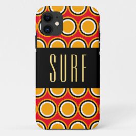 SURF鮮クール赤イエロータイルアートブラックストライプ iPhone 11 ケース