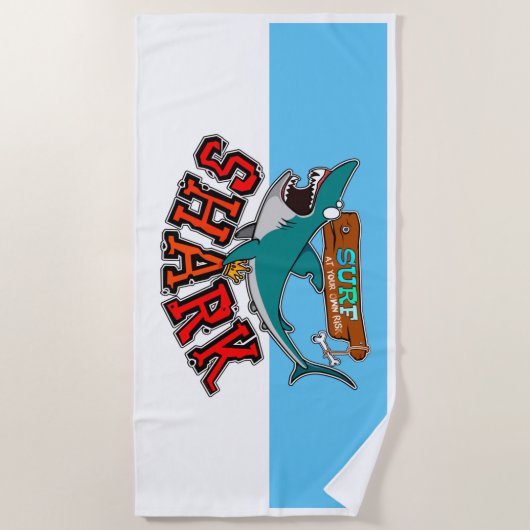 Surf avec requin ビーチタオル (正面)