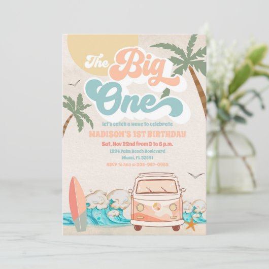 Surf Beach 1st Birthday Invitation 招待状 (スタンド正面)