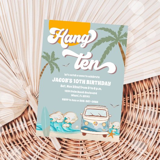 Surf Beach Birthday Party Invitation 招待状