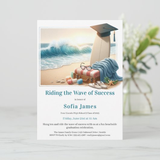 Surf Beach Graduation Party Invitation 招待状 (スタンド正面)