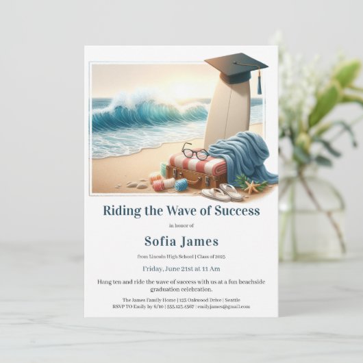Surf Beach Graduation Party Invitation 招待状 (スタンド正面)