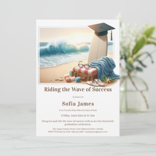 Surf Beach Graduation Party Invitation 招待状 (スタンド正面)