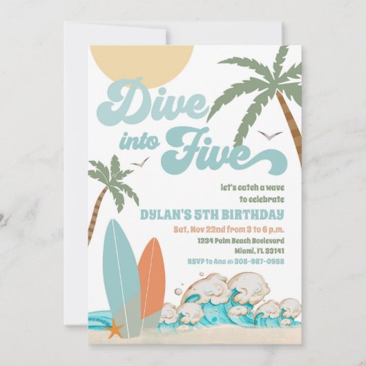 Surf Birthday Party Invitation 招待状 (正面)