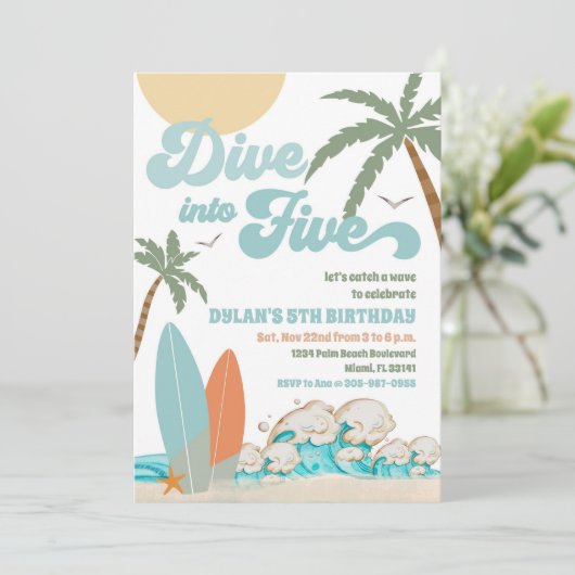 Surf Birthday Party Invitation 招待状 (スタンド正面)