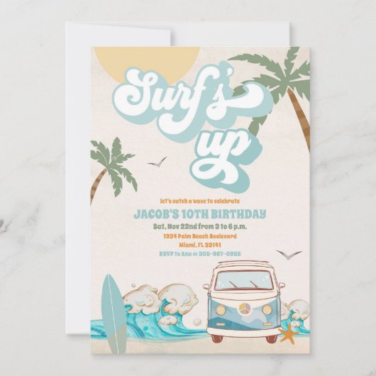 Surf Birthday Party Invitation 招待状 (正面)