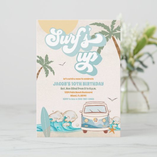 Surf Birthday Party Invitation 招待状 (スタンド正面)