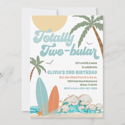 Surf Birthday Party Invitation 招待状 (正面)
