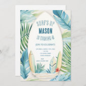 Surf Birthday Party Invitation in Blue 招待状 (正面/裏面)