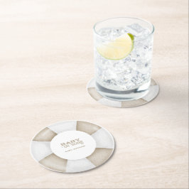 Surf Board Baby Shower Custom ラウンドペーパーコースター