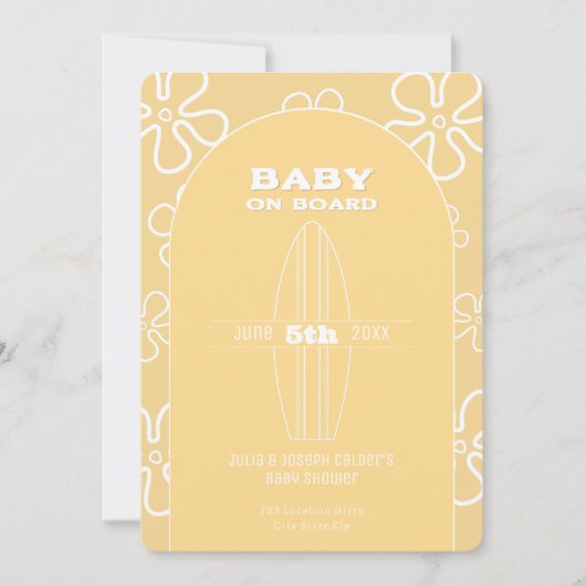 Surf Board Baby Shower - Custom Gender Neutral 招待状 (正面)