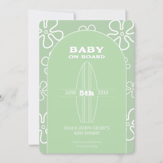 Surf Board Baby Shower - Custom Gender Neutral 招待状 (正面)