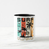Surf California palm tree beach design Mug マグカップ (中央)