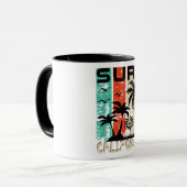 Surf California palm tree beach design Mug マグカップ (正面左)