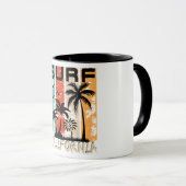 Surf California palm tree beach design Mug マグカップ (正面右)