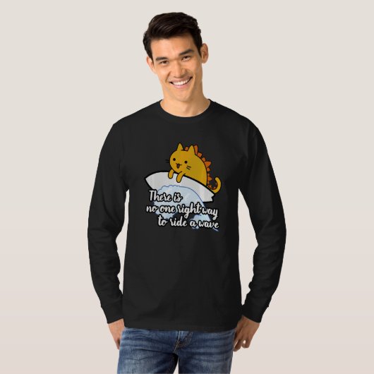 Surf catzilla surfer way to ride wave tシャツ (正面フル)