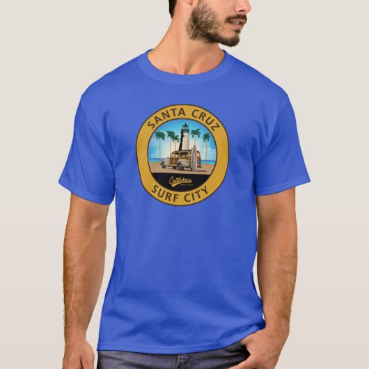 Surf City Logo Lighthouse with Woodie Sticker Wood Tシャツ (正面)
