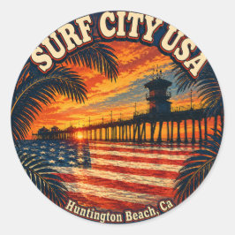 SURF CITY USA - アメリカ国旗  ラウンドシール