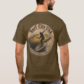 Surf City USA - ノースサイドでサーフィン Tシャツ (裏面)